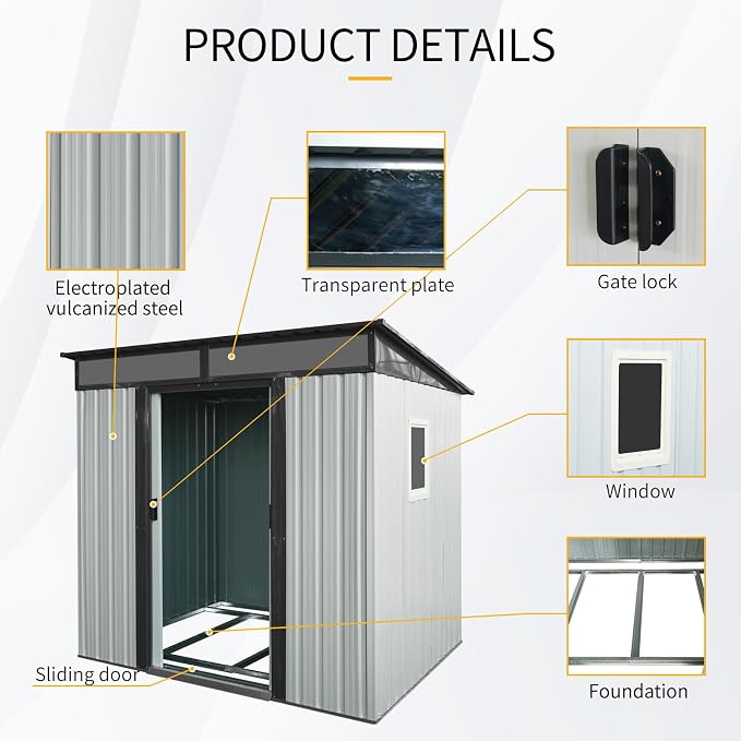 Outdoor Metal Storage Shed Window Ventilation Foundation Frame Waterproof - Image 6