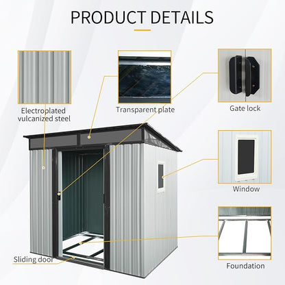 Outdoor Metal Storage Shed Window Ventilation Foundation Frame Waterproof - Image 6