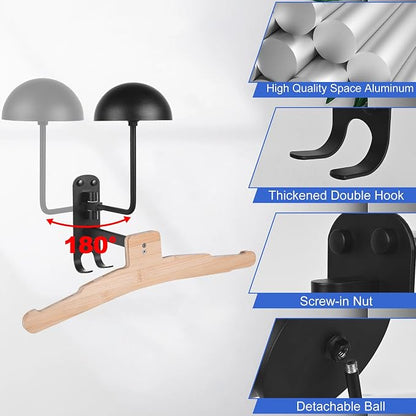 Motorcycle Helmet Rack Wall Mount 180 Degree Rotation Metal Bike Helmet Holder - Image 4