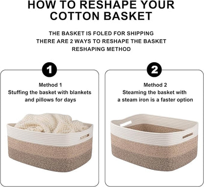 OIASKET Large Storage Basket for Organizing, Woven Rope Basket for Shelves - Image 8