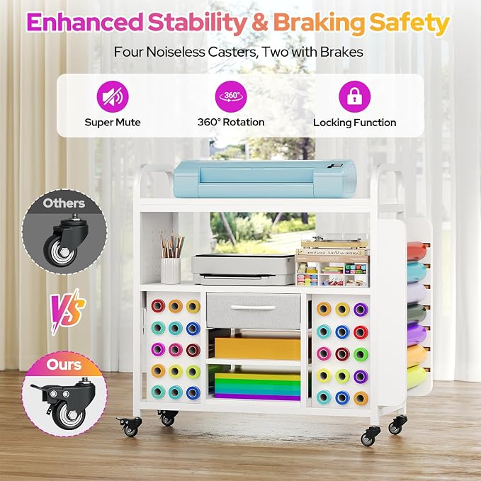 Craft Organization and Storage Cart, Large Rolling Craft Organizer Workstation - Image 5