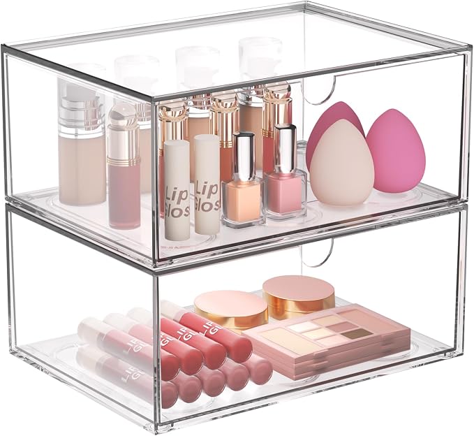 Clear Stackable Storage Drawers, 2 Pack Acrylic Makeup Organizers by Unknown