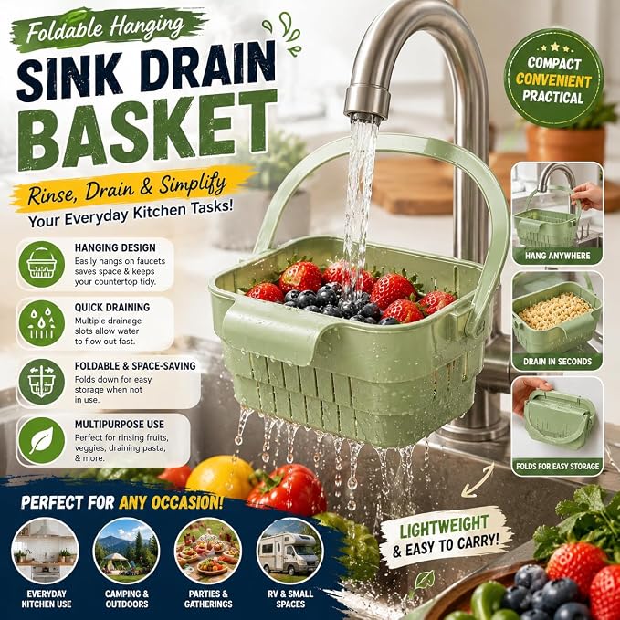 Foldable Hanging Sink Drain Basket, Kitchen Strainer Basket | Foldable hanging - Image 7