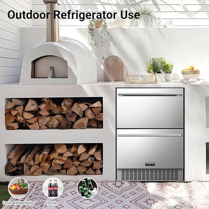 BODEGA 24 Inch Beverage Fridge under Counter, 2 Drawer Outdoor Coolers - Image 2