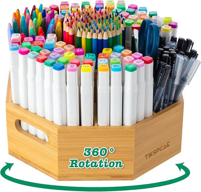 360° Rotating Art Supply Organizer, Holds 750+ Pencils, Bamboo Marker & Pen by Unknown