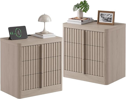 Fluted Nightstand Set of 2 by Harpaq