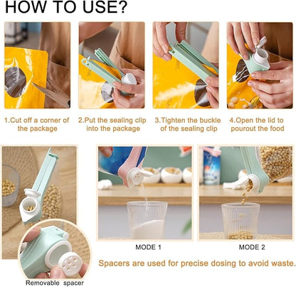 4pcs Bag Spout Clip +4pcs Adhesive Hooks | Food Clip Set - Image 5