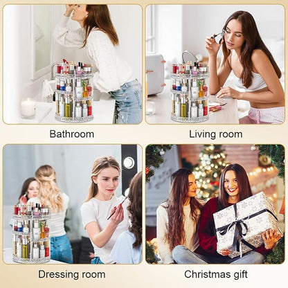 360 Rotating Makeup Organizer, DIY Adjustable Makeup Carousel Spinning Holder - Image 6
