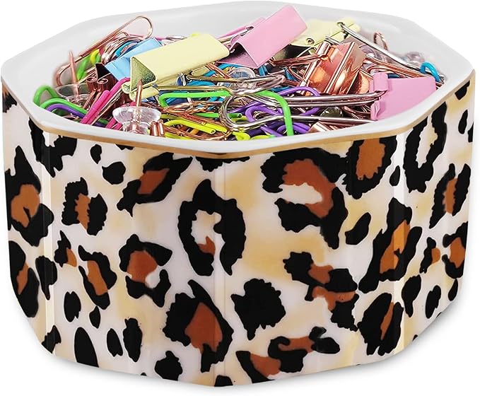 Ceramic Paper Clip Holder Gold Line Paper Clip Dispenser Organizer - Image 7