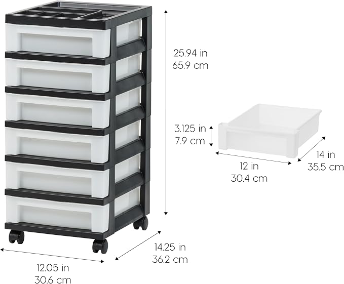 IRIS USA 6-Drawer Rolling Storage Cart - Image 3
