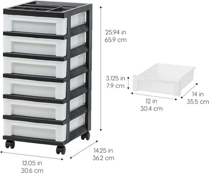 IRIS USA 6-Drawer Rolling Storage Cart - Image 3