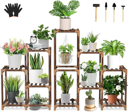 Uneedem Wood Plant Stand Indoor Outdoor Corner Plant Shelf Stand, 5 Tiered 10 by Uneedem