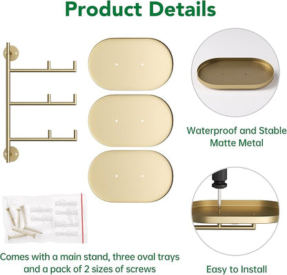 Rotating Window Wall Plant Shelves Stand Holder, 3 Tiered Metal Gold Floating - Image 5