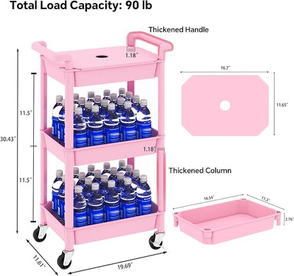 Steehoom 3-Tier Utility Rolling Cart - Image 2