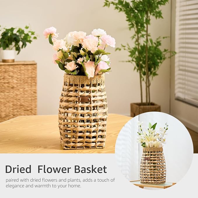 Woven Front Door Basket Water Hyacinth Wall Hanging Basket Decorative Boho - Image 5