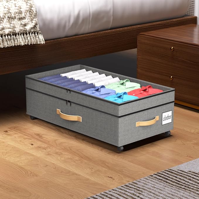 2 Pack Under Bed Storage with Wheels 65L XXL Large Under Bed Storage Containers - Image 8