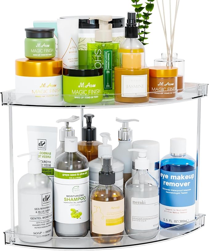 Yieach 2 Tier Corner Bathroom Counter Organizer, Acrylic Bathroom Counter Shelf - Image 8