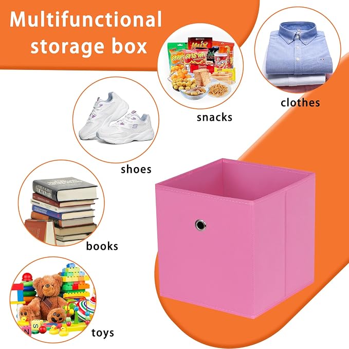 Foldable Storage Cubes Bins, 11 Inch Cloth Storage Cube Fabric Storage Box - Image 3