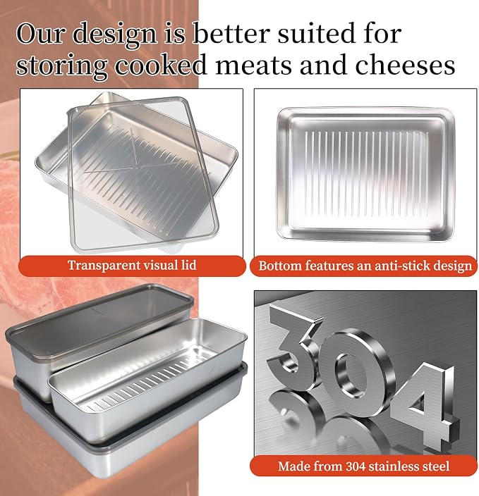 10 Pack Bacon Cheese Meat Storage Container Stainless Steel Airtight Storage - Image 4