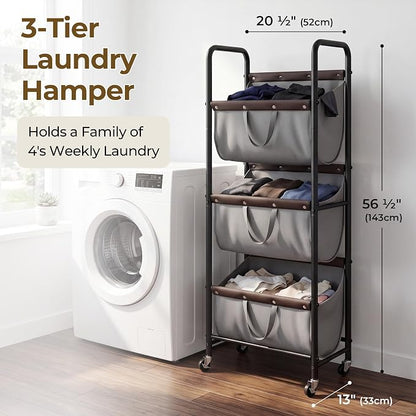 GRANNY SAYS 3 Section Tiered Laundry Sorter, Slim Vertical Laundry Hamper - Image 2