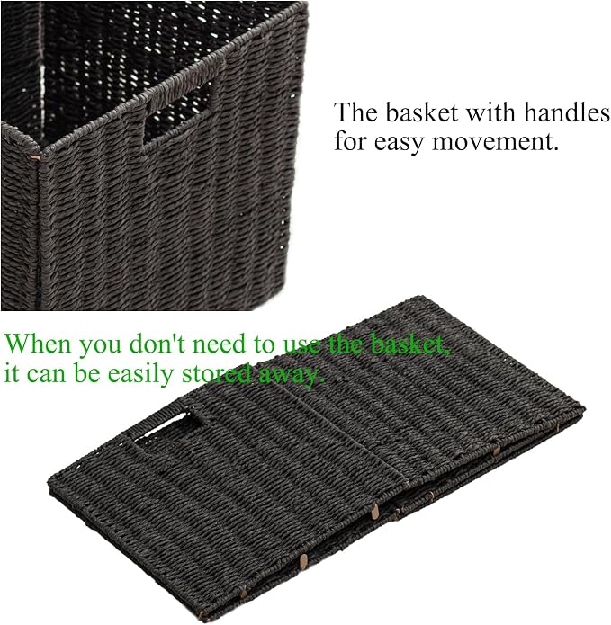 Handwoven Paper Woven Cube Basket Organizer - Image 7