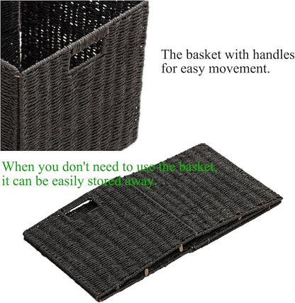 Handwoven Paper Woven Cube Basket Organizer - Image 7