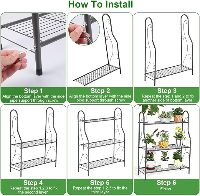 Storage Shelf Flower Pot Stand Hanging Plant Stand Planter Shelves Flower Pot - Image 9