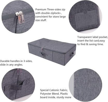 Folding Fabric Rigid Under Bed Closet Storage Bins - Image 3