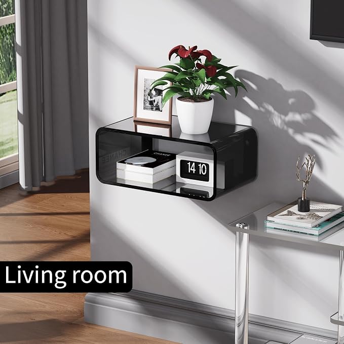 Acrylic Floating Nightstand, Bedside Table, Nightstand Shelf Wall Mounted - Image 5