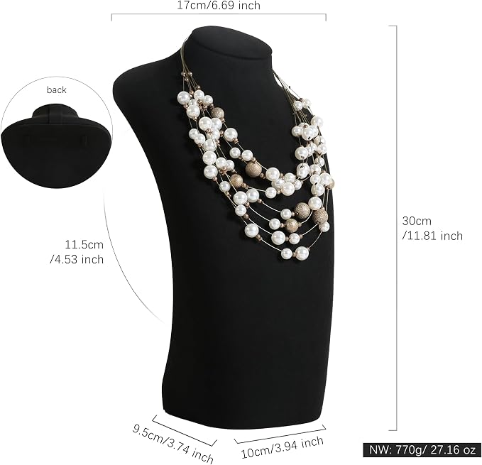GemeShou Black necklace hanger jewelry organizer, Velvet jewelry stand necklace - Image 5