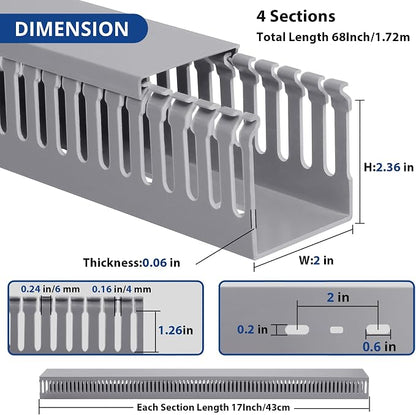 68in Professional Server Rack Cable Management Raceway, H2.4 x W2in Large - Image 2