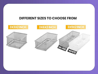 YBM HOME Silver Mesh Drawer Cabinet and or Shelf Organizer Bins, School Supply - Image 3
