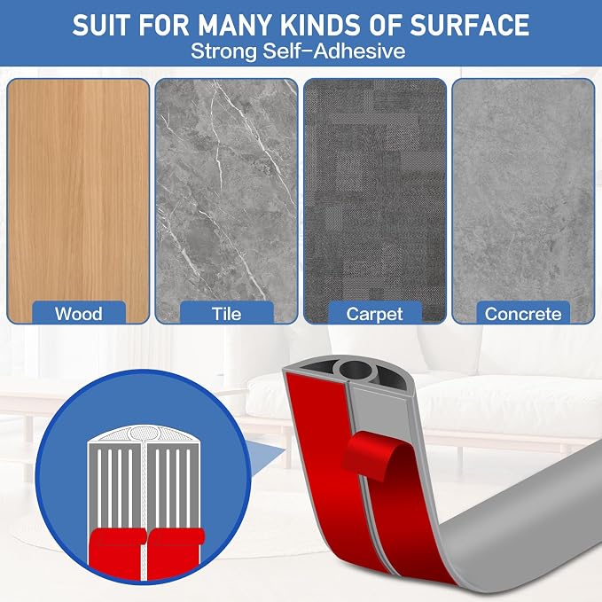 Floor Cord Cover Self Adhesive Cord Hider Floor Extension Cord Covers - Image 4