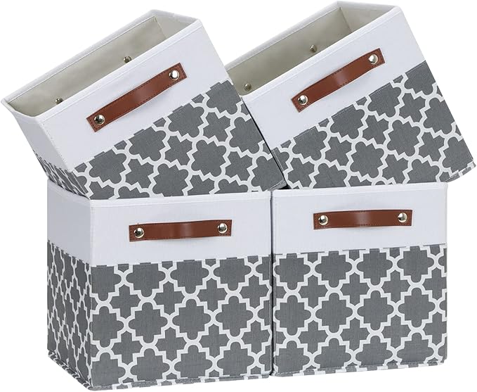 Temary 11x11x11 Cube Storage Bins Cube Organizer Bins 4 Pack Canvas Storage Bin by TEMARY