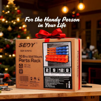 SEDY 30-Bin Wall-Mounted Storage Rack System - Image 9