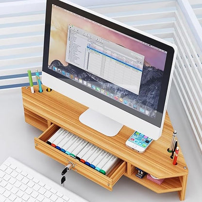 Triangular Wooden Corner Monitor Stand by Unknown