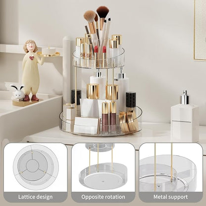 2 tier Makeup Organizer Countertop, 360 Rotating Makeup Organizer - Image 5