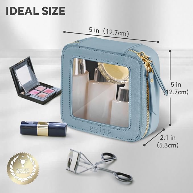 Prite Small Makeup Bag for Women Portable Clear Makeup Bag Cute Mini Waterproof - Image 3