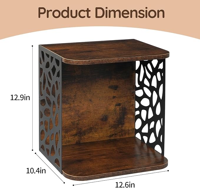 Modern Floor Magazine Rack & Holder, Rustic Wood Metal Organizer | 1 Cube - Image 3