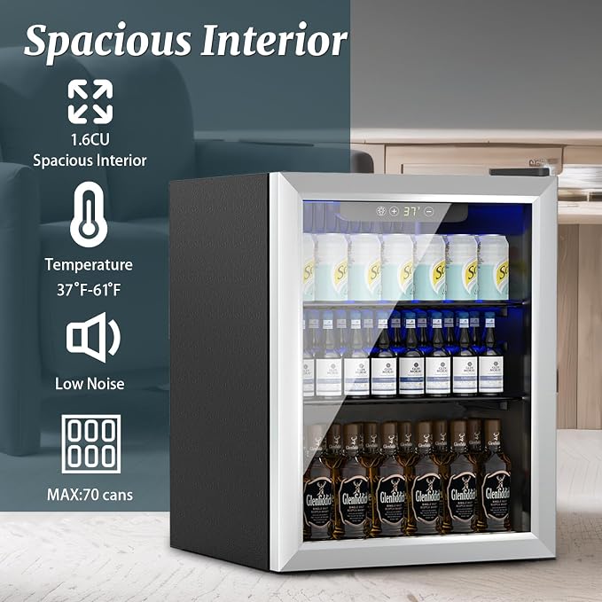 1.7 Cu.ft Beverage Refrigerator Cooler, 72 Cans Mini Fridge - Image 4