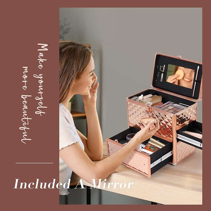 Makeup Train Case Professional Makeup Organizer Case - Image 8