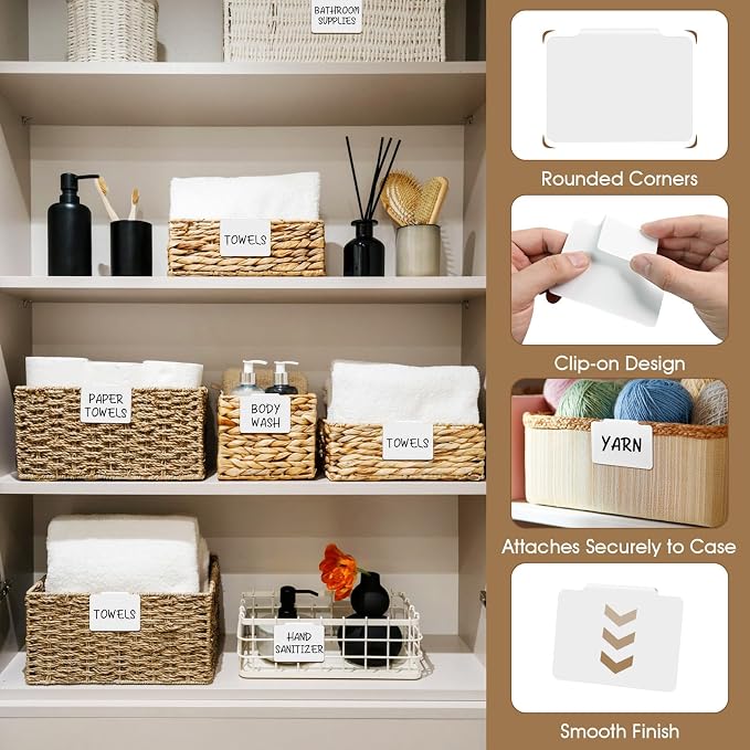 12pcs White Basket Labels Removable PVC Labels | Clip On - Image 4