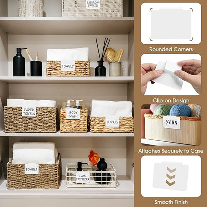 12pcs White Basket Labels Removable PVC Labels | Clip On - Image 4