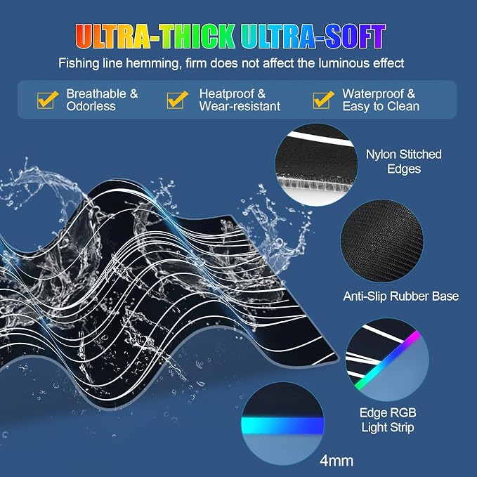 RGB Mouse Pad with Foldable Phone Stand & Wireless Charger, 31.5"x11.8" XL - Image 6