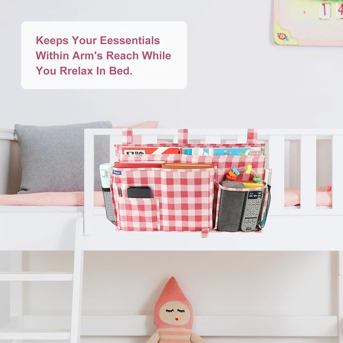 Surblue Bedside Caddy Hanging Bed Organizer Storage Bag Pocket - Image 3