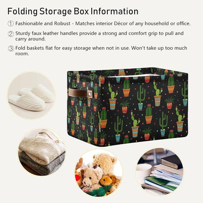 ZAZYXTJ Cactus Storage Basket for Shelves Open Storage Bin 1Pack | Foldable - Image 5
