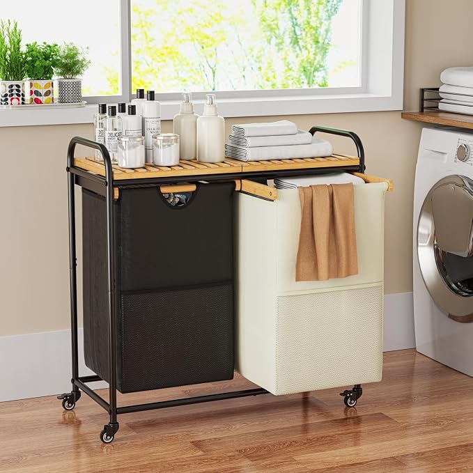 Laundry Hampers 2 Section, Laundry Sorter - Image 6