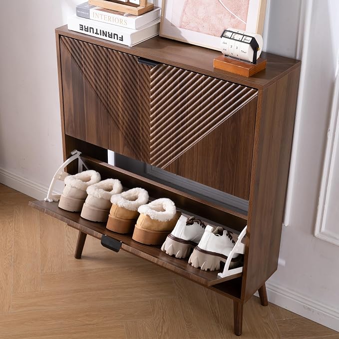 oakvivo Shoe Cabinet Storage, Farmhouse Freestanding Organizer - Image 7
