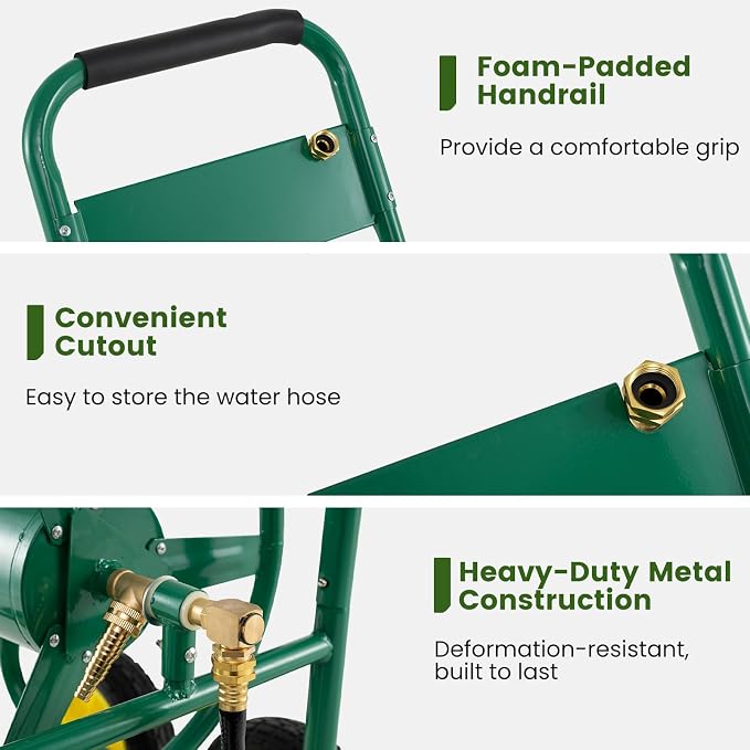 Goplus Garden Hose Reel Cart, 330ft 5/8" or 400ft 1/2" Large Capacity, - Image 7