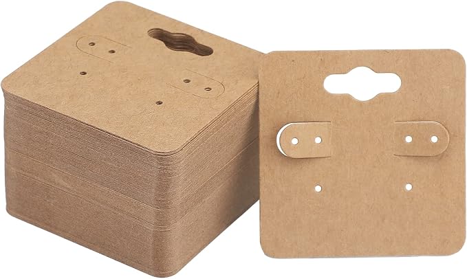 joycraft 100Pcs Earring Display Holder Cards, 2 Inch Brown Earring Hanging Cards by joycraft